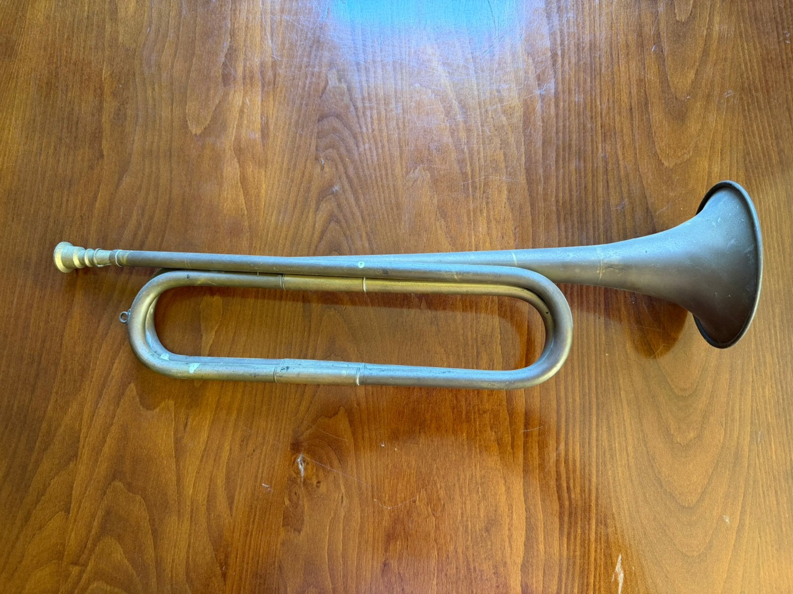 Oude koperen bugelhoorn/bazuin, Muziek en Instrumenten, Blaasinstrumenten | Trompetten, Ophalen of Verzenden, Gebruikt, Overige typen