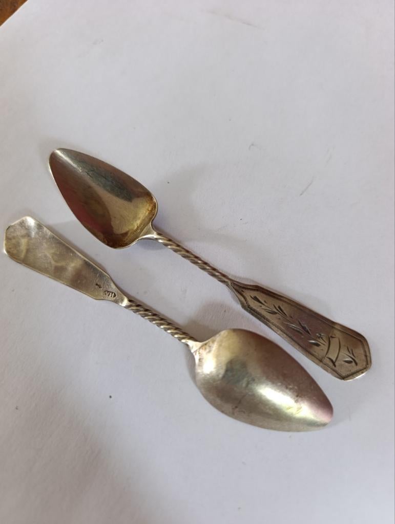 Antieke zilveren theelepeltjes Biedermeier Schoonhoven, Antiek en Kunst, Ophalen of Verzenden, Zilver