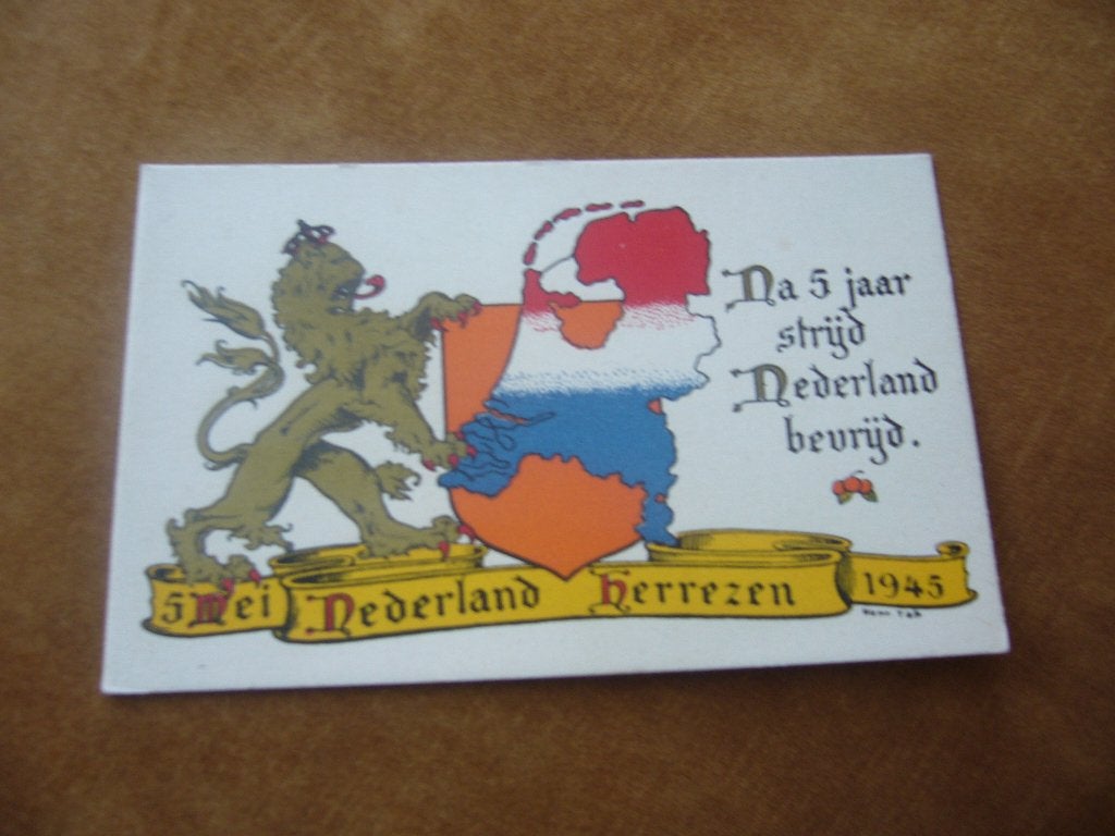 OORLOGS KAART = 5 MEI NEDERLAND HERREZEN 1945, Ophalen of Verzenden, 1940 tot 1960, Ongelopen