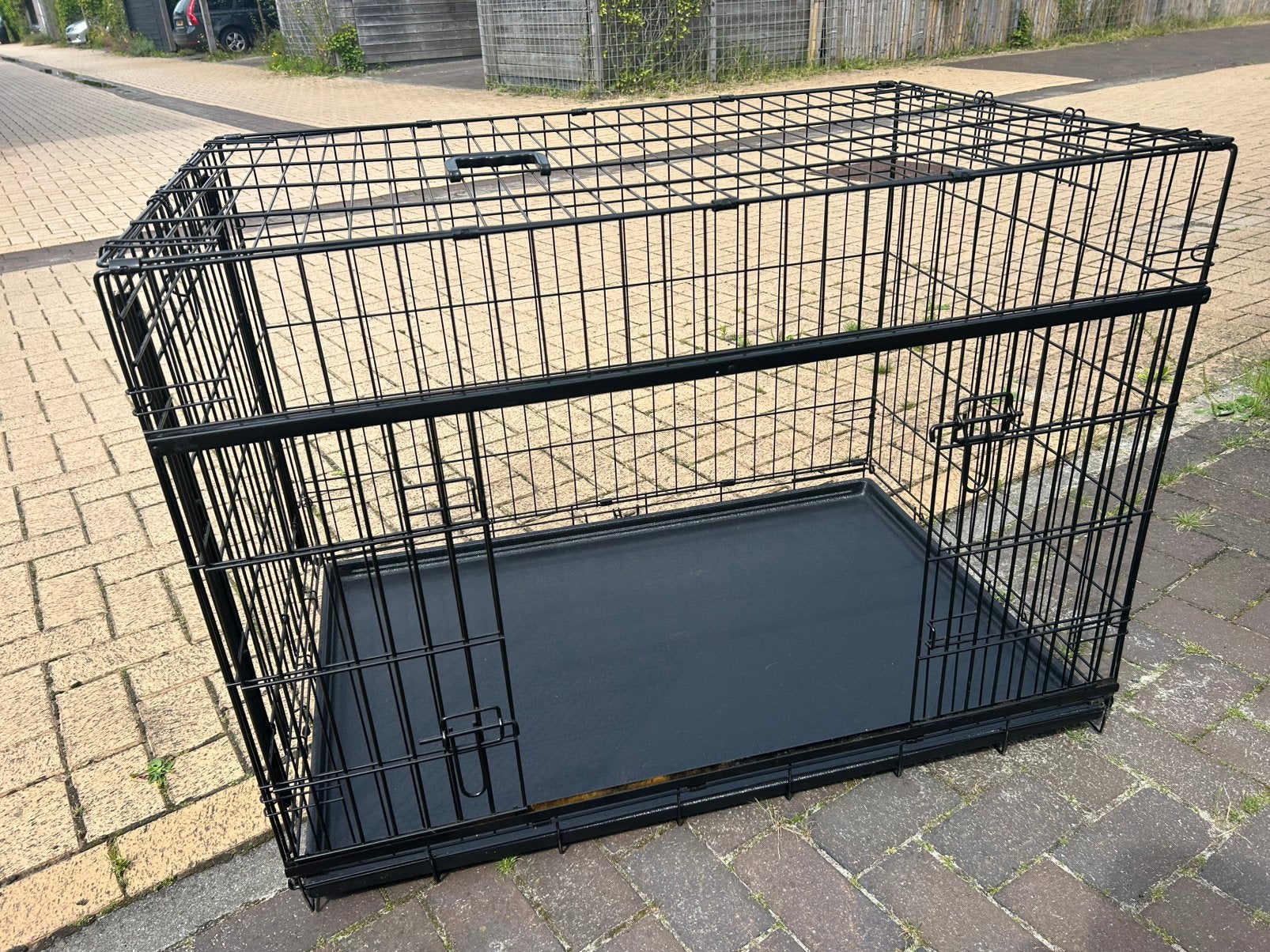 Zwarte hondenbench, 106x72x78 cm, Ophalen, Zo goed als nieuw