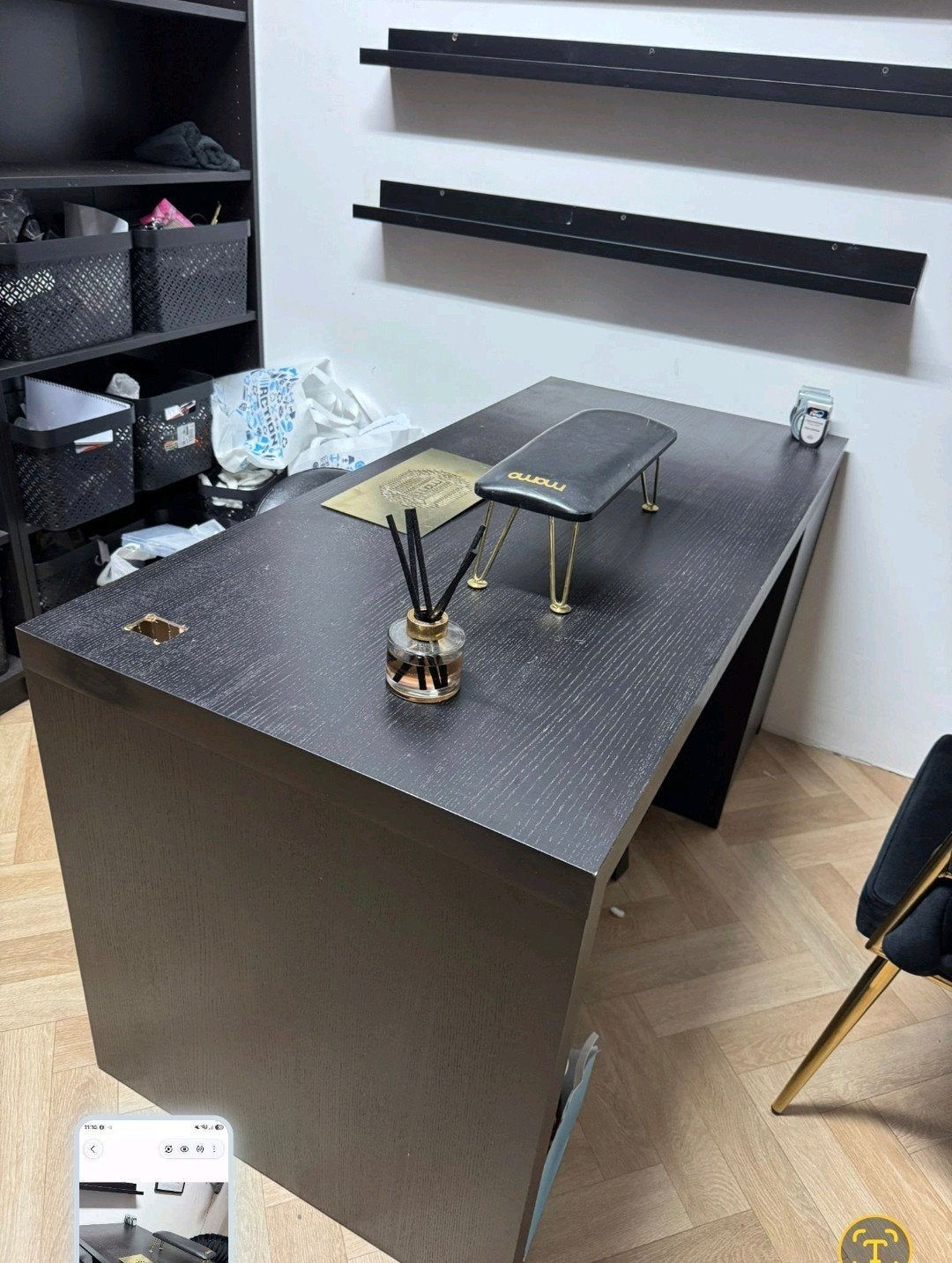 Malm bureau als nageltafel, Ophalen