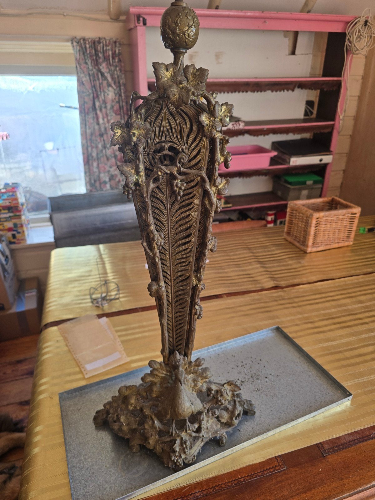 Antiek Messing Pauw Haardscherm - Decoratief en Functioneel, Ophalen of Verzenden