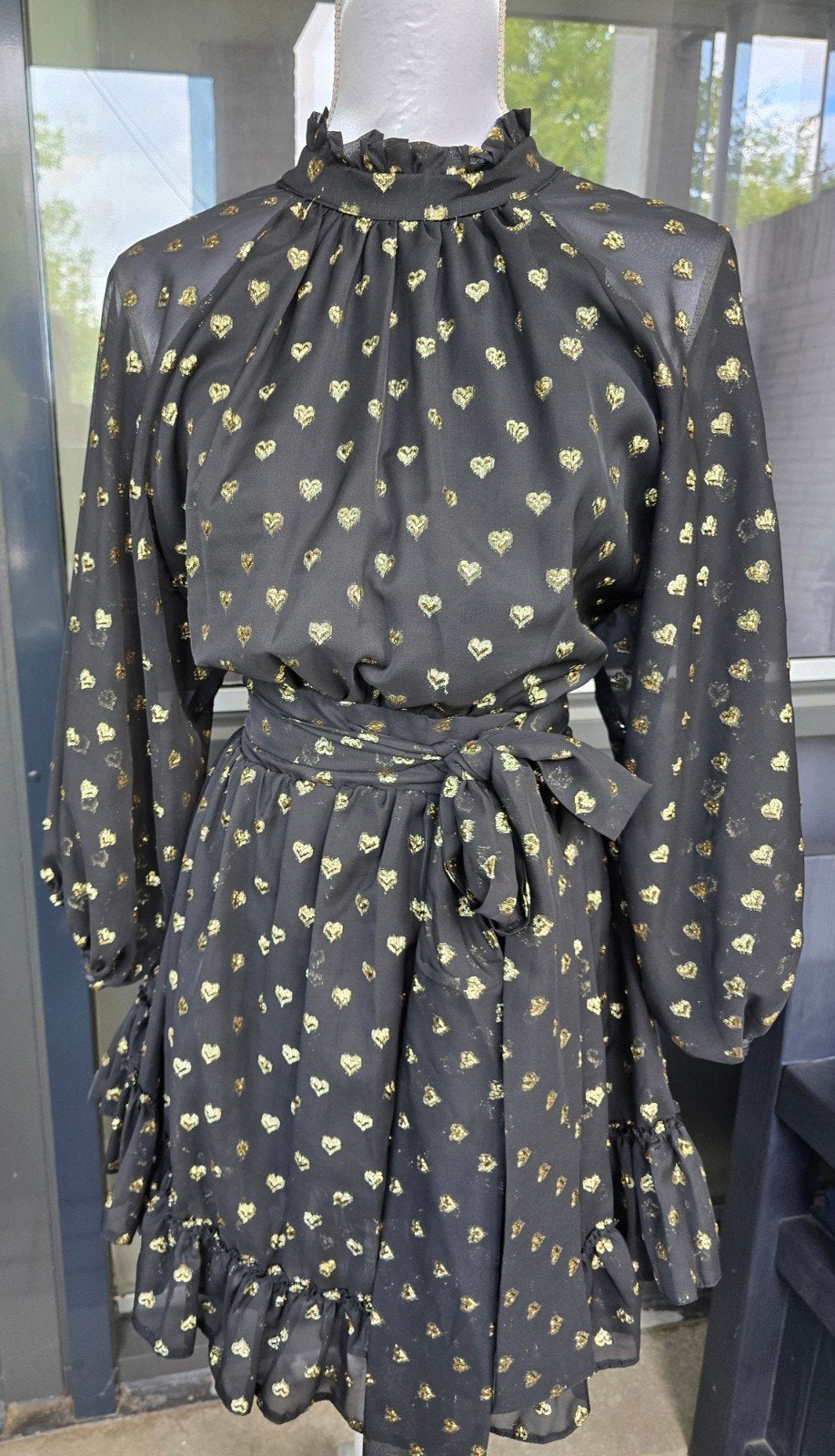 NIEUW: Holly & Joey cocktailjurk goud/zwart hartjes T2 (S/M), Verzenden, Zwart, Holly & Joey Paris, Nieuw