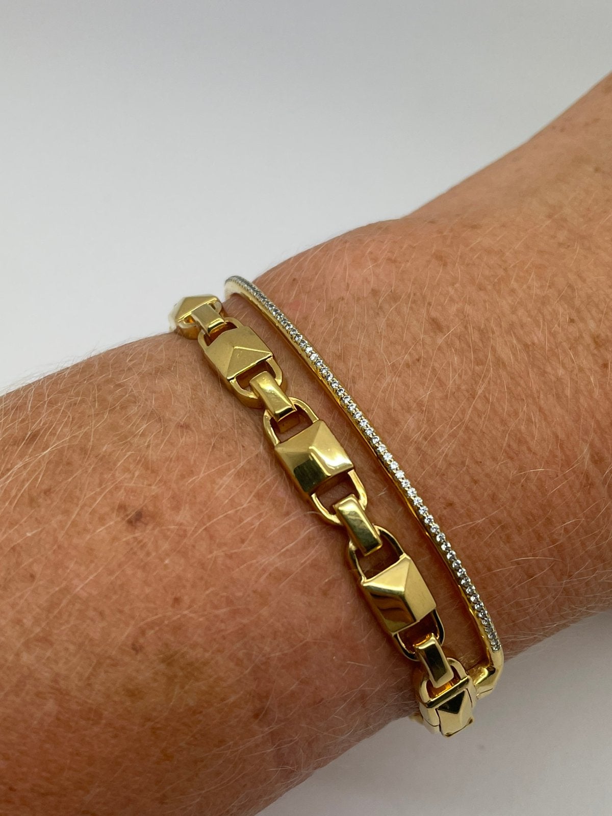 F420 Prachtige zilveren Michael Kors armband goudkleurig, Ophalen of Verzenden, X, Goud, Zilver