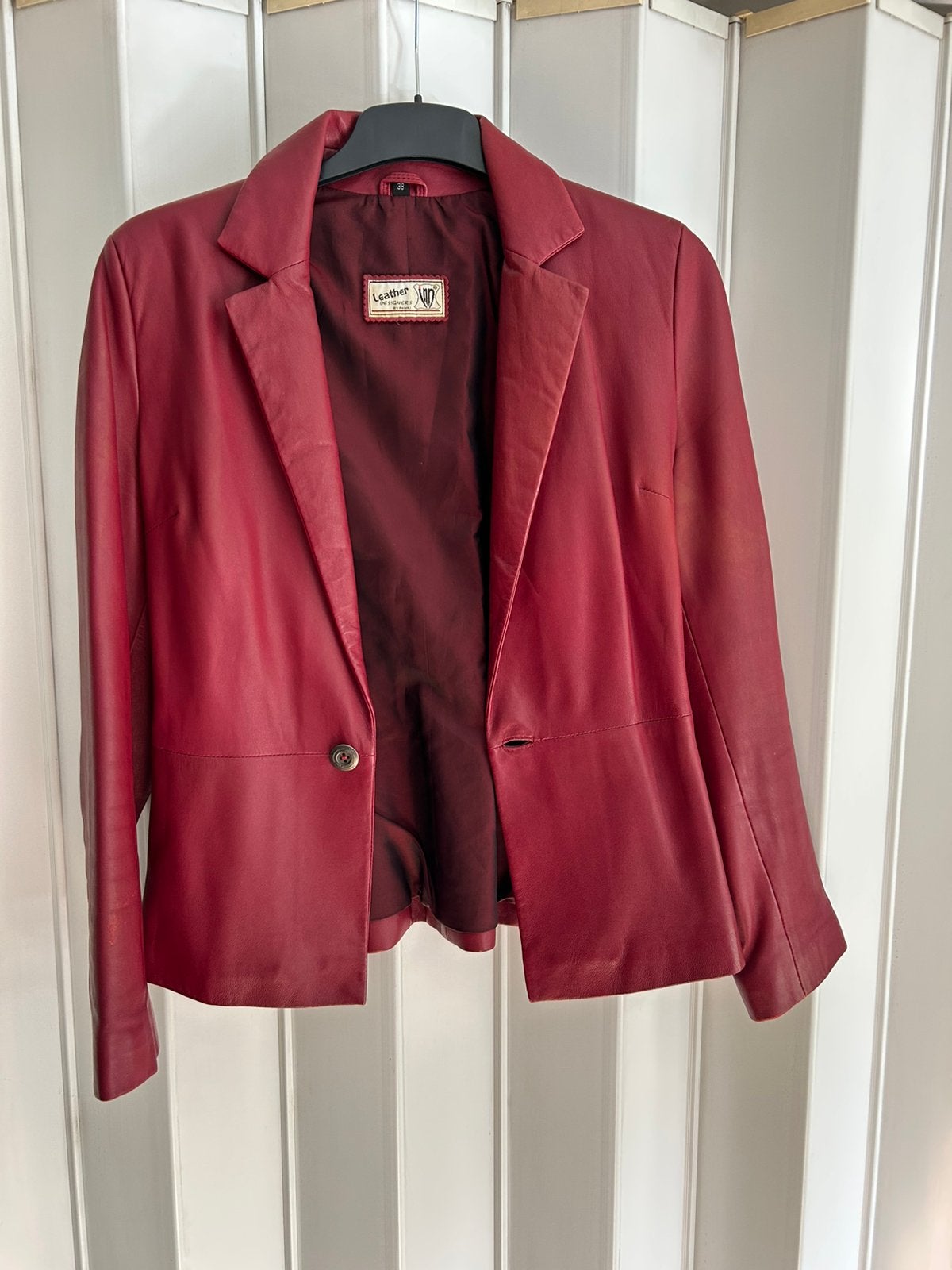 Echt leren jasje/colbert, Ophalen of Verzenden, Zo goed als nieuw, Maat 38/40 (M), Rood