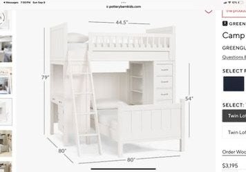 Stapelbed van Pottery Barn USA, Ophalen of Verzenden, Zo goed als nieuw, Stapelbed
