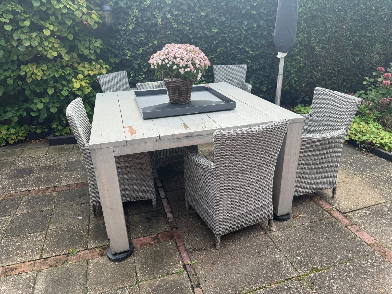 Nette Tuinset met 6 stoelen en tafel, Ophalen, Gebruikt, Eettafel, 6 zitplaatsen