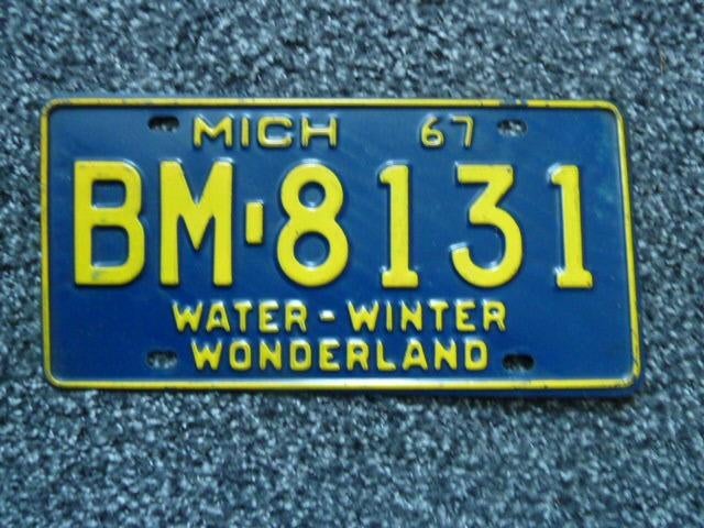 Kentekenplaat licenseplate Michigan 1967 Water Winter Wonder, Verzenden, Gebruikt, Auto's