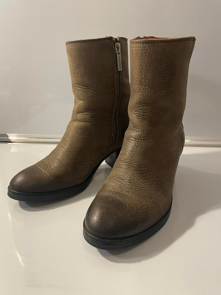 Shabbies Amsterdam Women’s Leather Ankle Boots Zippers EU 35, Overige kleuren, Lage of Enkellaarzen, Ophalen of Verzenden, Zo goed als nieuw