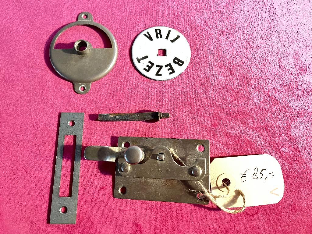 Div. oude toilet sluiting, badkamer, wc slot, vrij en bezet, Antiek en Kunst, Ophalen of Verzenden