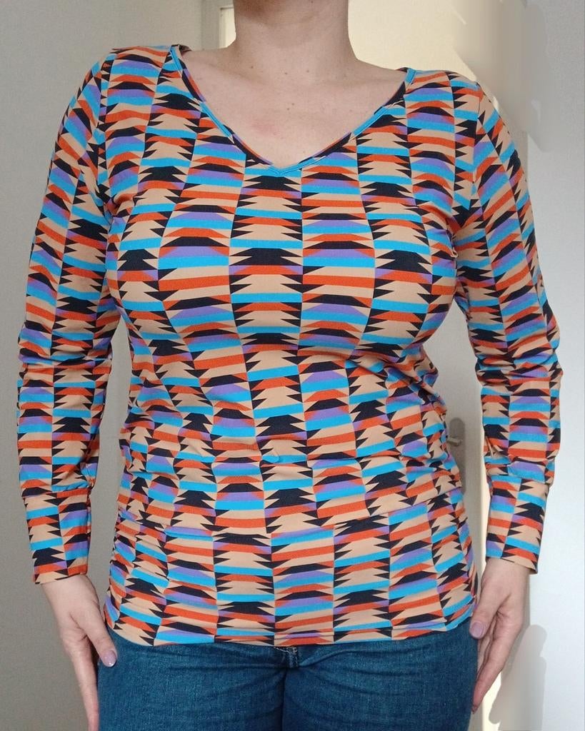 Studio Anneloes kleurrijk vlrolijk print v hal shirt top M, Kleding | Dames, Grote Maten, Verzenden, Shirt of Top, Zo goed als nieuw