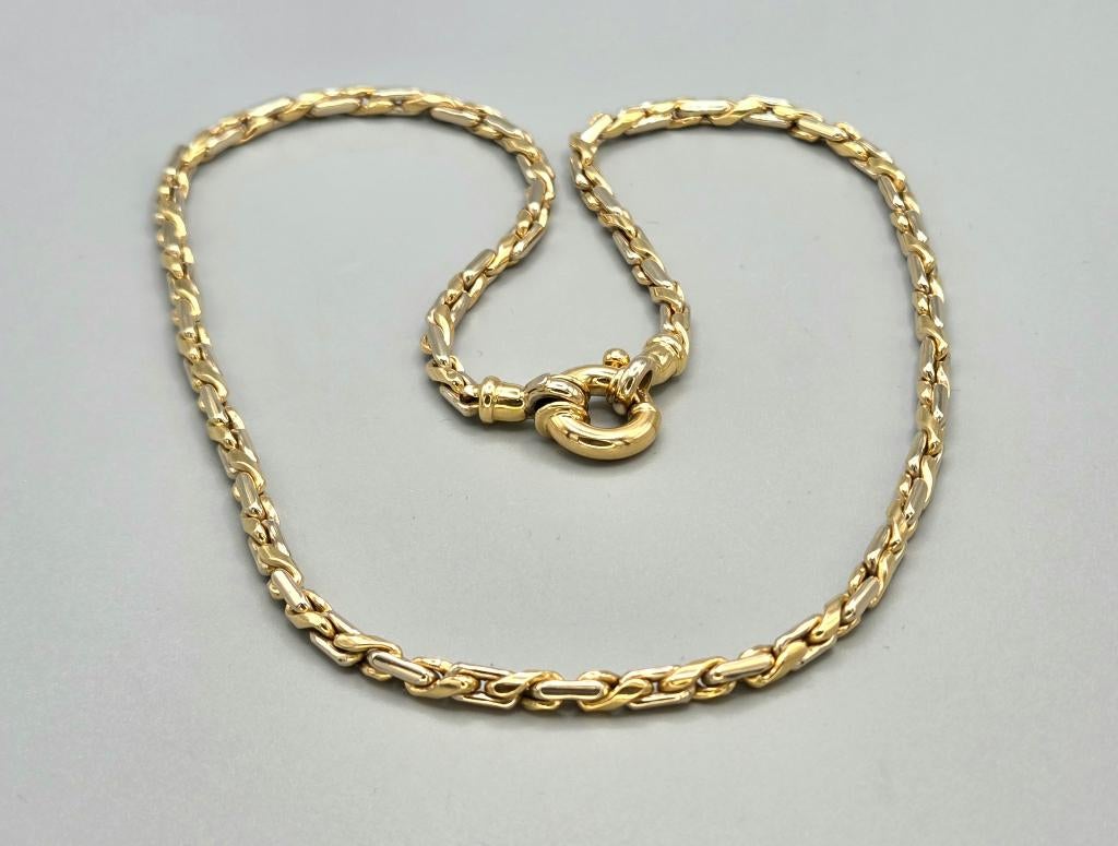 Gouden vintage bi-color schakel ketting/collier. 2026/94., ., Ophalen of Verzenden, Zo goed als nieuw, .
