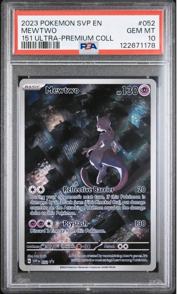 Mewtwo 052 PSA 10 (151 PROMO), Ophalen of Verzenden, Zo goed als nieuw