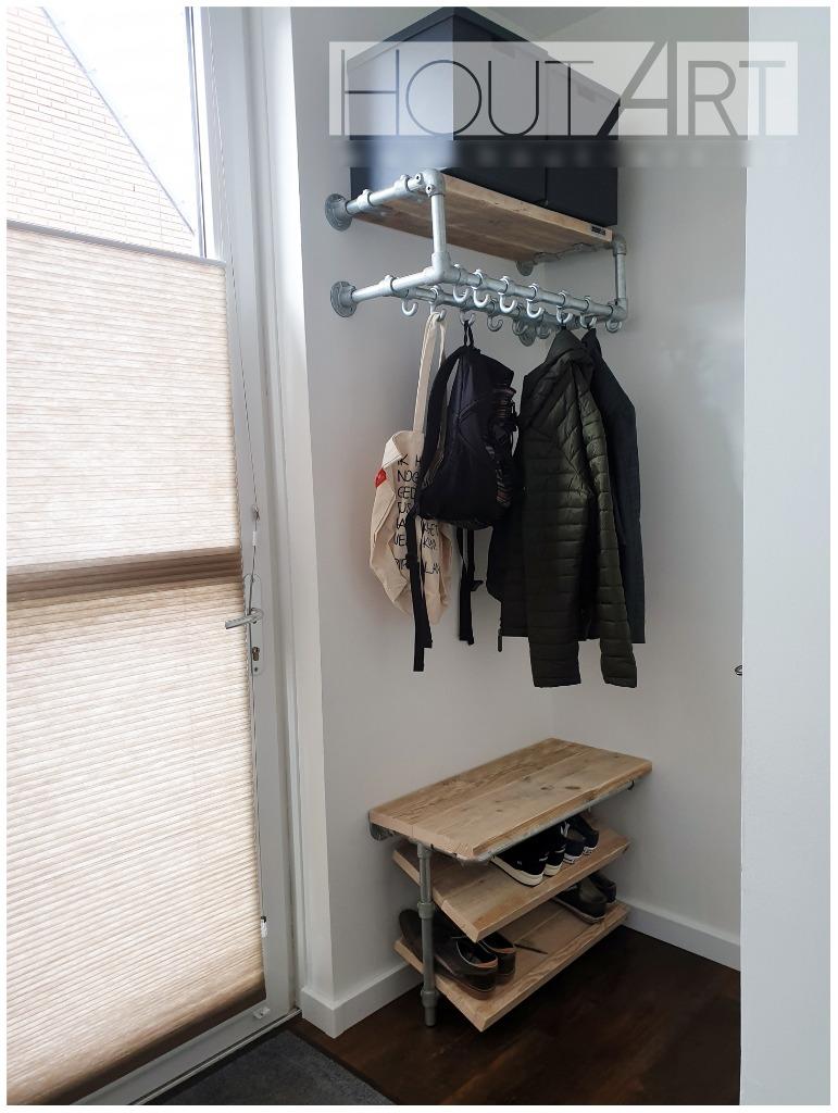 Schoenenrek wandmodel steigerbuis met steigerhout!, Info@hout-art.nl, Nieuw, Ophalen of Verzenden, Hoeves 3 in Schijndel