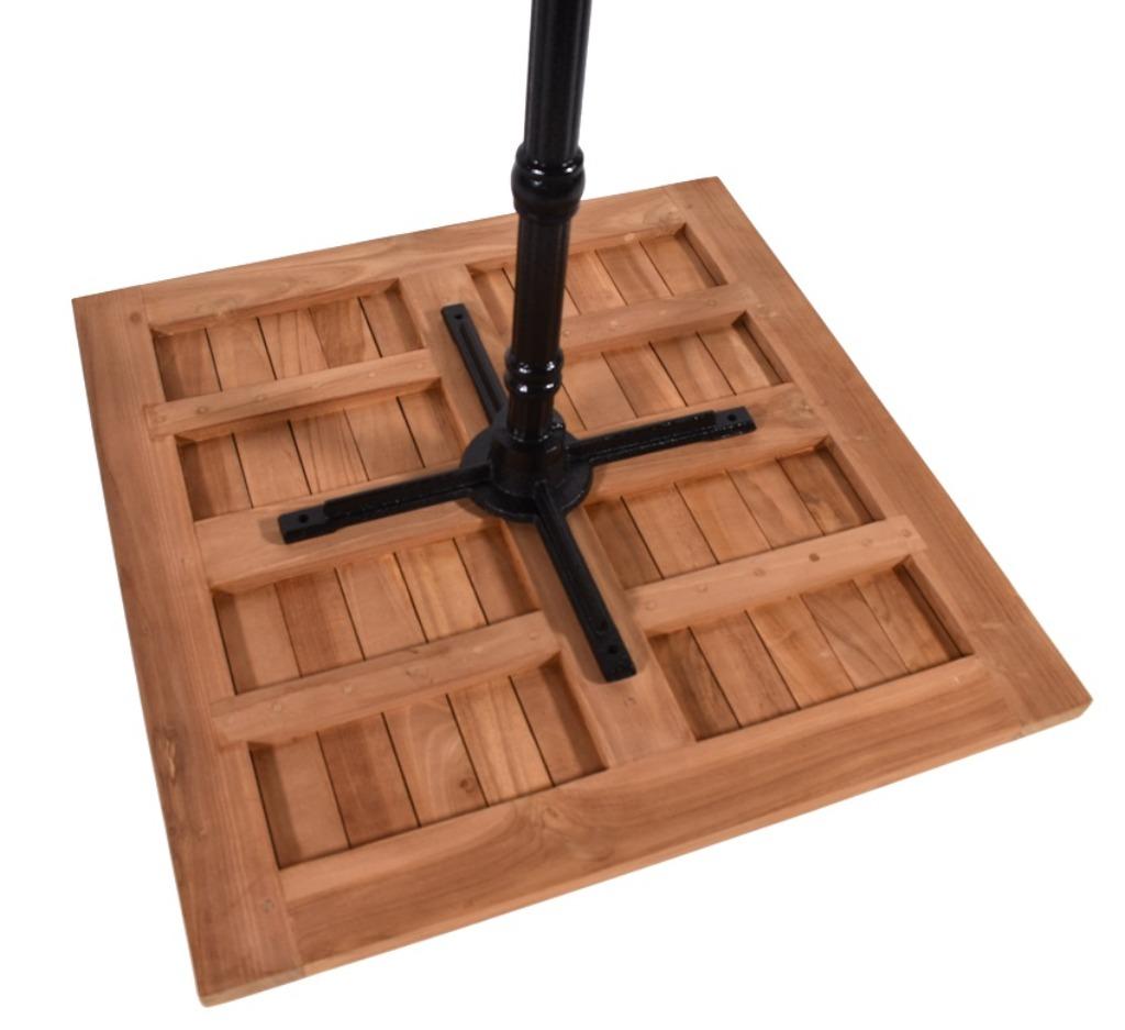 Teakhouten terrastafel vierkant 70x70cm gietijzer onderstel, Teakhout, 50 tot 100 cm, Vierkant, Nieuw