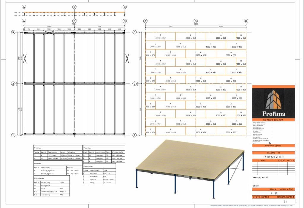 Nieuwe Entresolvloer 10.000x6.000 60m2 3meter hoog, Ophalen