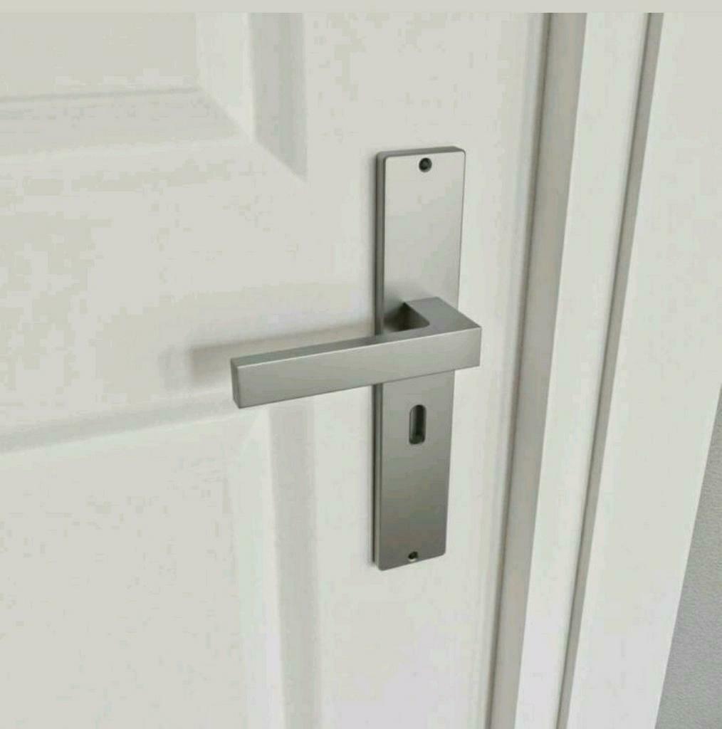#2 Design RVS look deurklink op schild met sleutelgat, Ophalen of Verzenden, Nieuw