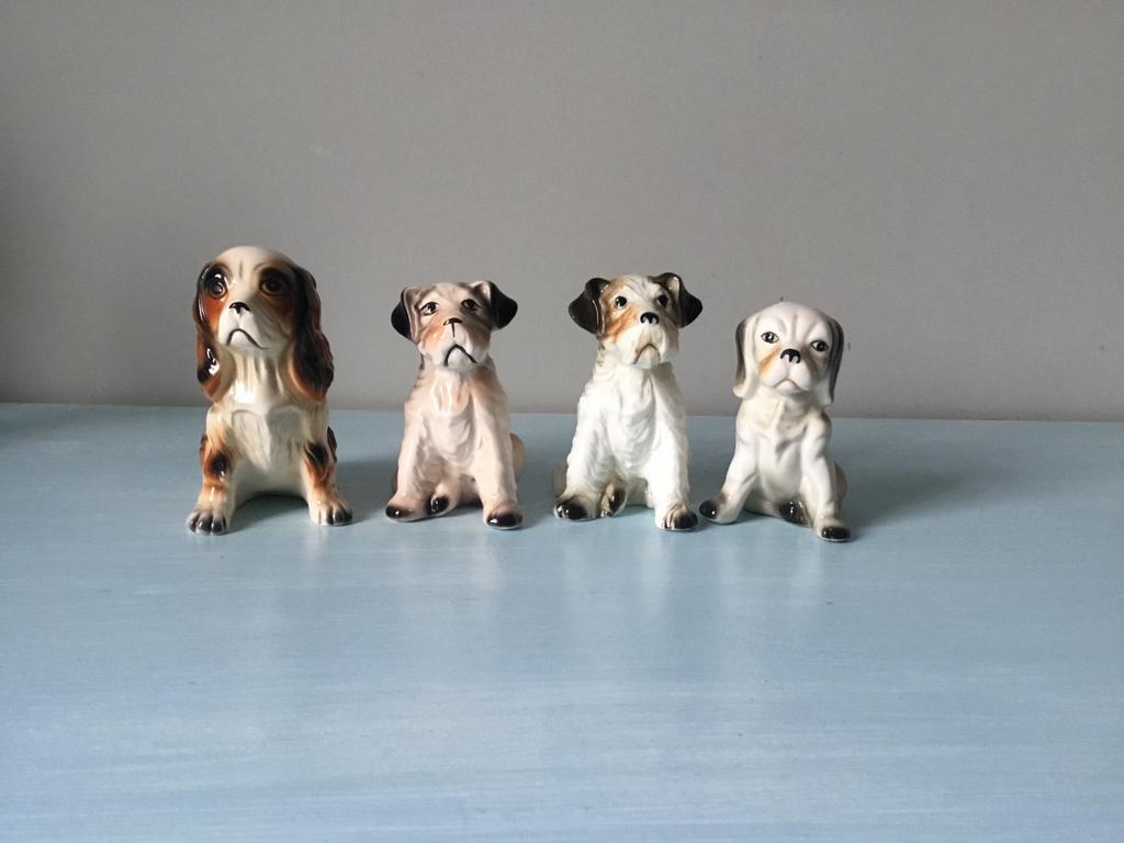 Vintage Beeldjes: Foxterriërs & Cockerspaniël, Verzamelen, Ophalen of Verzenden, Zo goed als nieuw