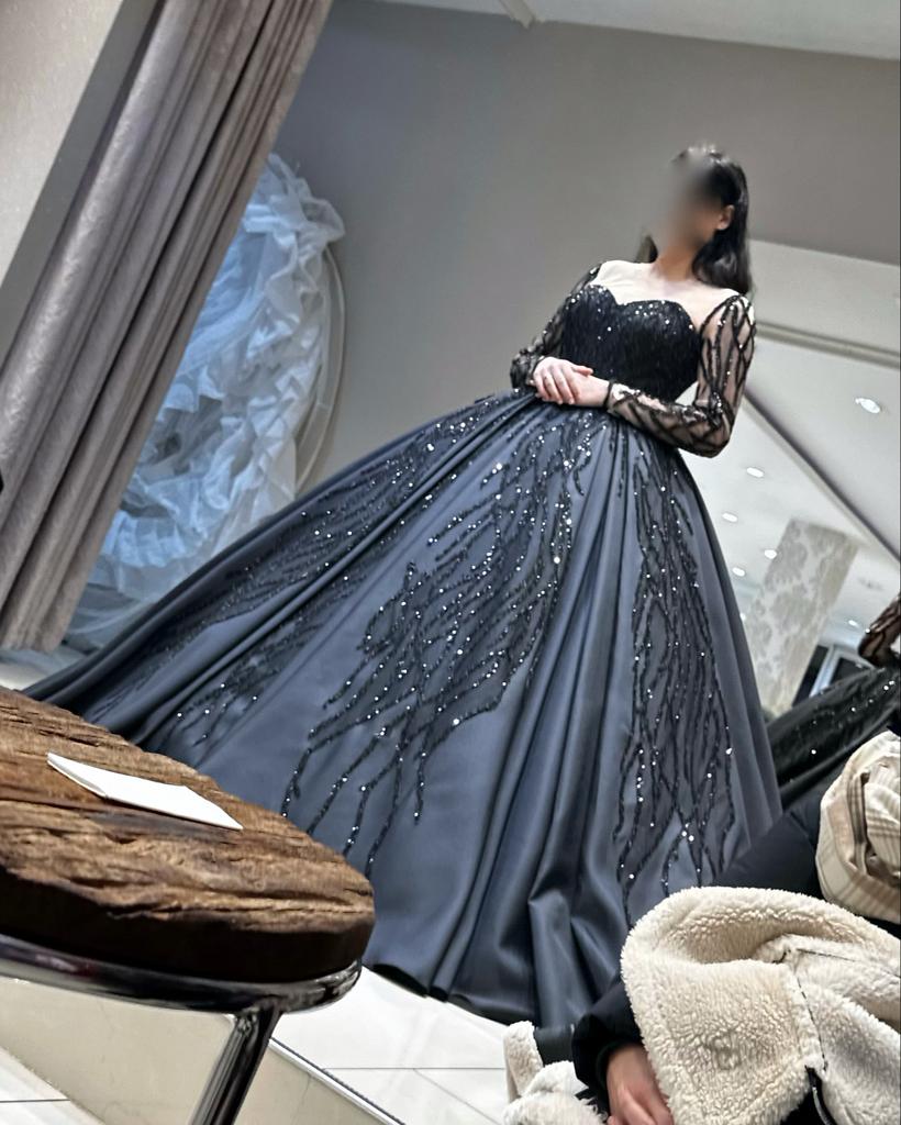 Elegante zwarte verloving/ trouwjurk, maat 38, Kleding | Dames, Trouwkleding en Trouwaccessoires, Ophalen of Verzenden, Gedragen