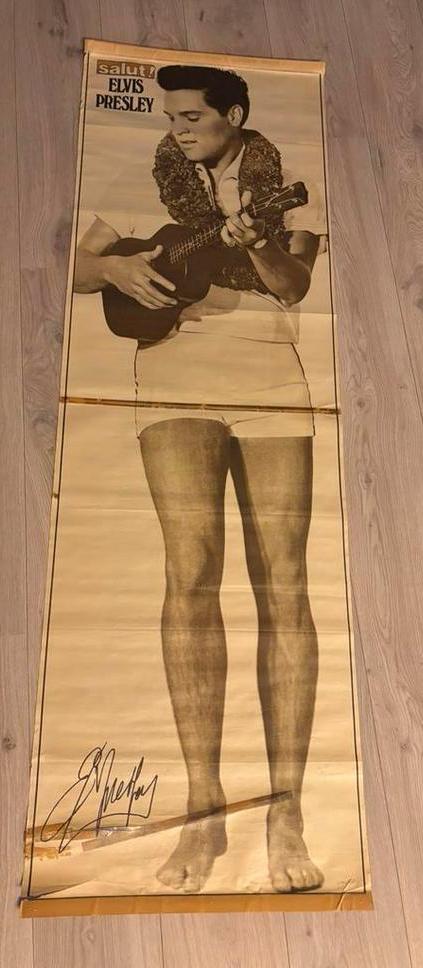 Vintage (deur) poster Elvis levensgroot 180 cm, Ophalen of Verzenden, Gebruikt, Poster, Artwork of Schilderij