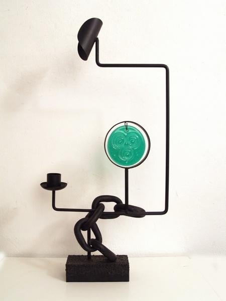 Danish brutalist sculpture - incl Holmegaard sun-catcher, Ophalen of Verzenden