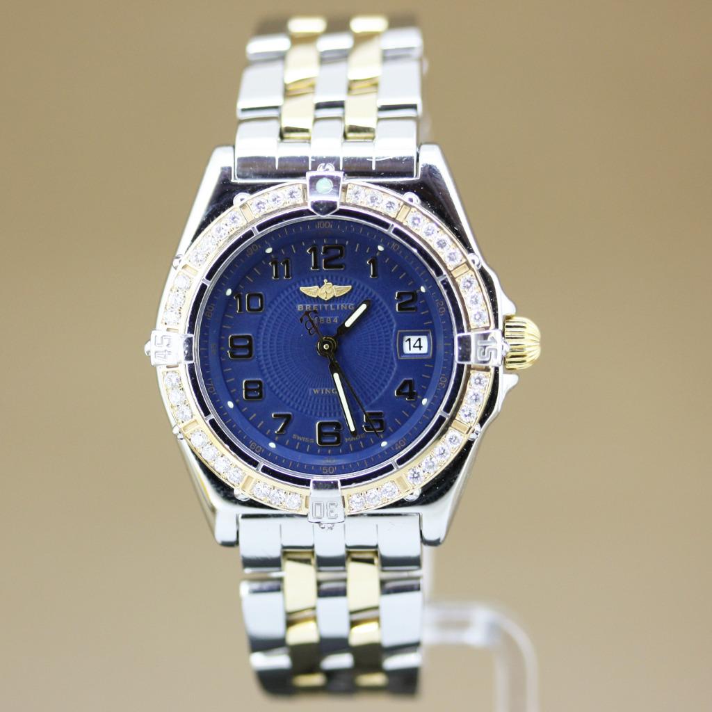 Breitling Lady Wings Goud-Staal Diamant, Sieraden, Tassen en Uiterlijk, Horloges | Dames, Overige merken, Staal, Gebruikt, Polshorloge