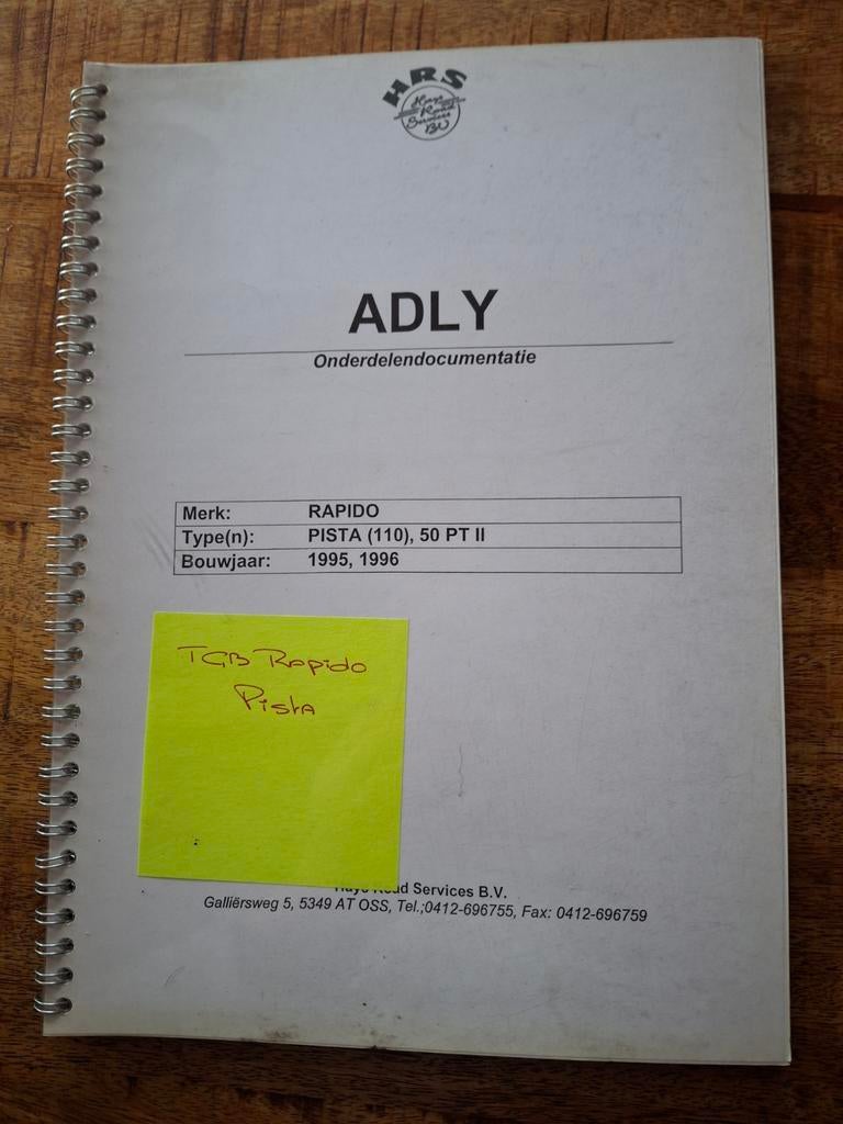 ADLY Onderdelendocumentatie Rapido Pista (110), 50 PT II, Fietsen en Brommers, Ophalen of Verzenden