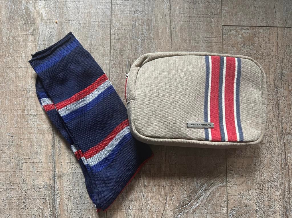 Toilettas jan taminiau klm + sokken *ZGAN*, Ophalen of Verzenden, Zo goed als nieuw, Blauw