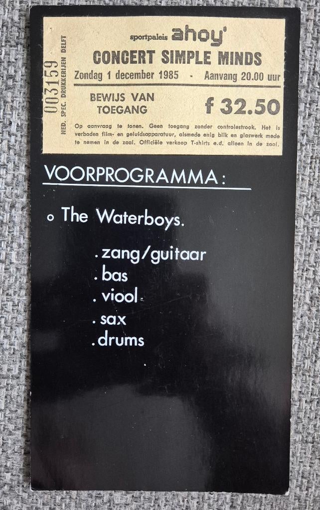 Oud Concertkaartje Simple Minds 1985, Ophalen of Verzenden, Overige typen