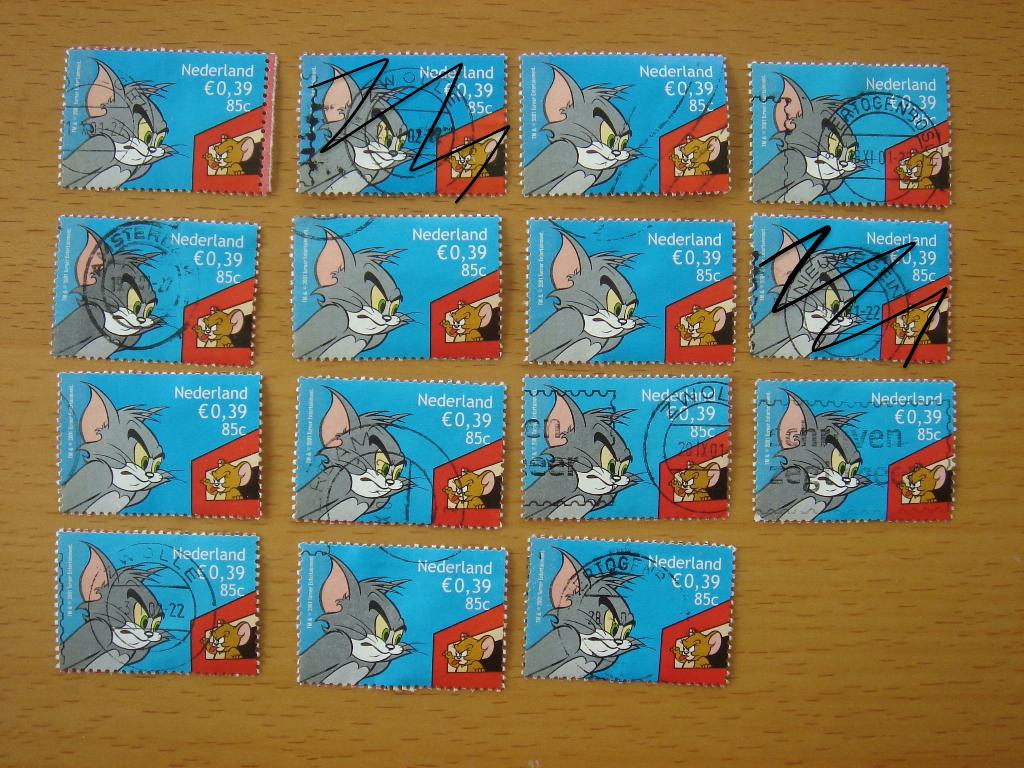 2001 Cartoons NVPH 1994 - 13x Tom en Jerry, Postzegels en Munten, Ophalen of Verzenden, Na 1940, Gestempeld