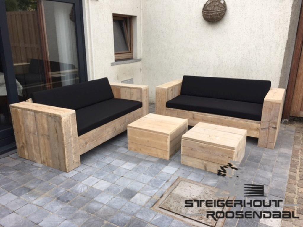 Steigerhouten Loungeset Tegen ACTIE Prijzen SHOWROOM OPEN, Bank, Steigerhout, Nieuw, Ophalen of Verzenden