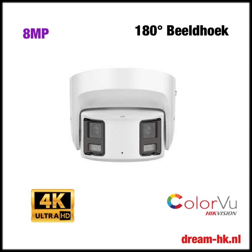 8MP Hikvision 180° Hybrid Full Color IP PoE camera(Audio), Ophalen of Verzenden, Nieuw, Buitencamera