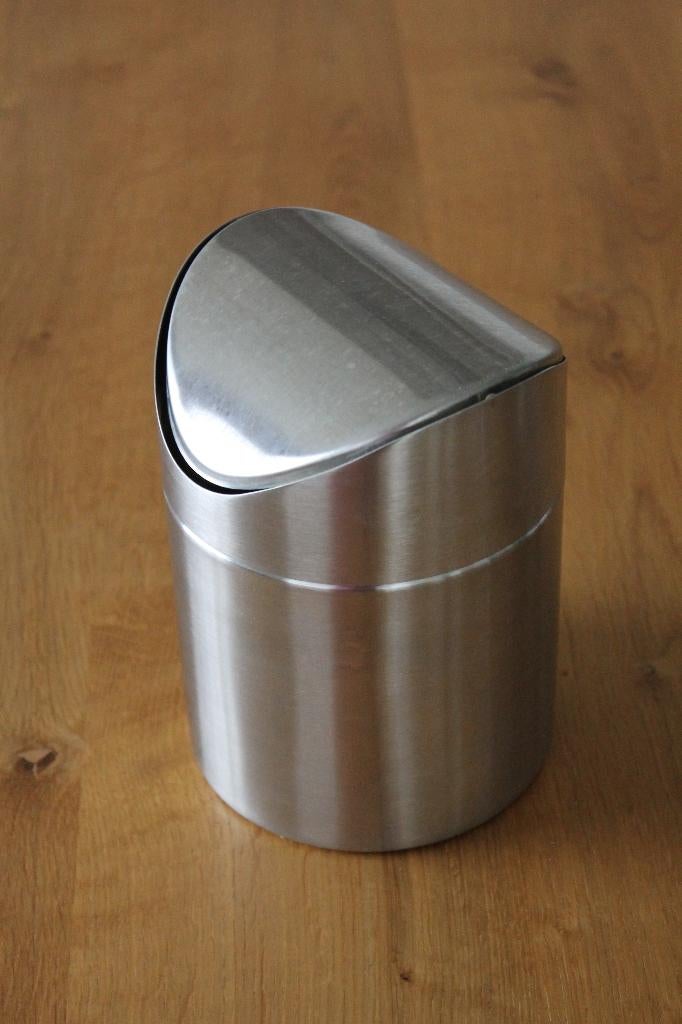 Prullenbakje RVS, afval bakje 1 liter / badkamer / keuken, Ophalen of Verzenden, Zo goed als nieuw, Minder dan 10 liter, Rvs