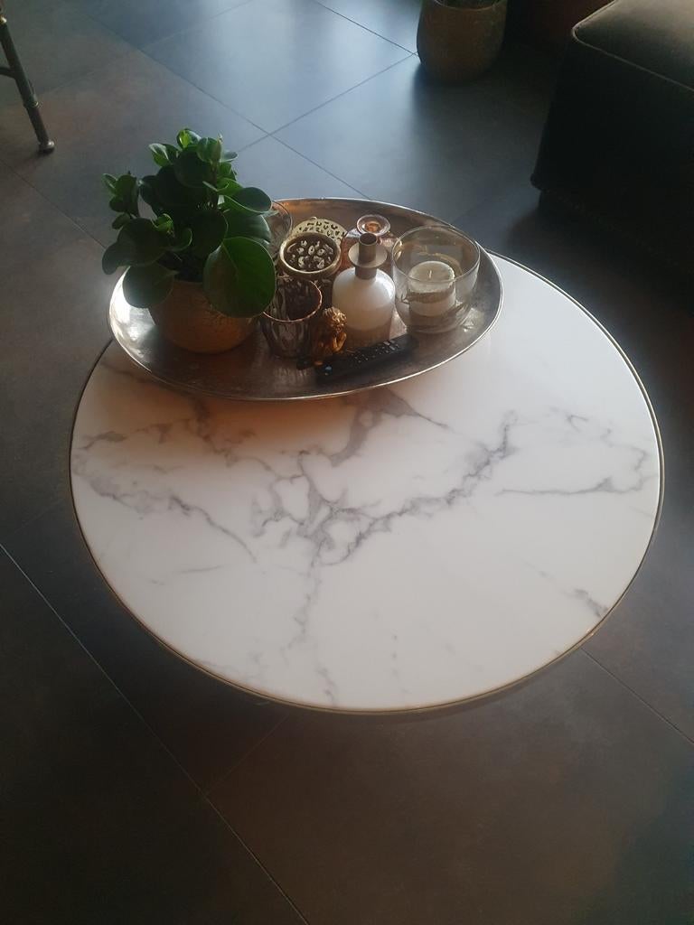 Salontafel Richmond marmer blad, Ophalen, 50 tot 100 cm, Rond, 50 tot 100 cm