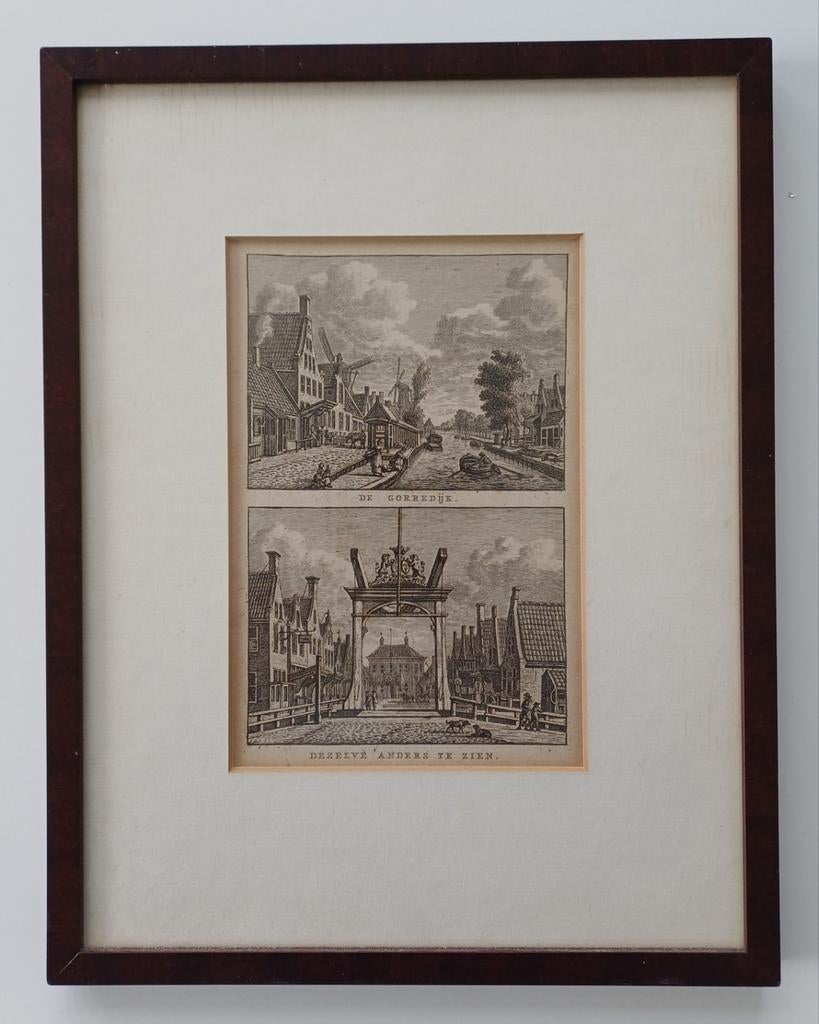 Antieke kopergravure Gorredijk, ingelijst, Ophalen of Verzenden