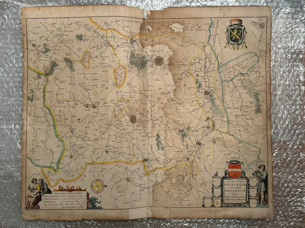 Kaart Brabantia BLAEU landkaart 17e eeuw brabant, Gelezen, Voor 1800, Ophalen of Verzenden, Landkaart