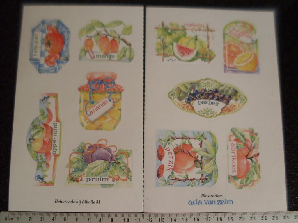 10x sticker fruit libelle Ada van Zelm, Ophalen of Verzenden, Zo goed als nieuw, Dier en Natuur