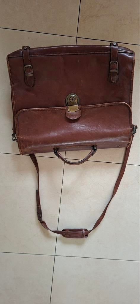 Vintage leren aktetas, Ophalen of Verzenden, Gebruikt, Bruin
