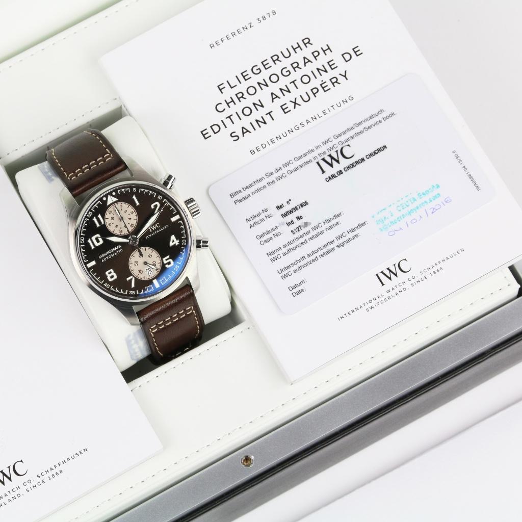 IWC Pilot's Antoine de Saint-Exupéry 43 (Zeer goed/ 2016), Overige merken, Leer, Staal, Polshorloge