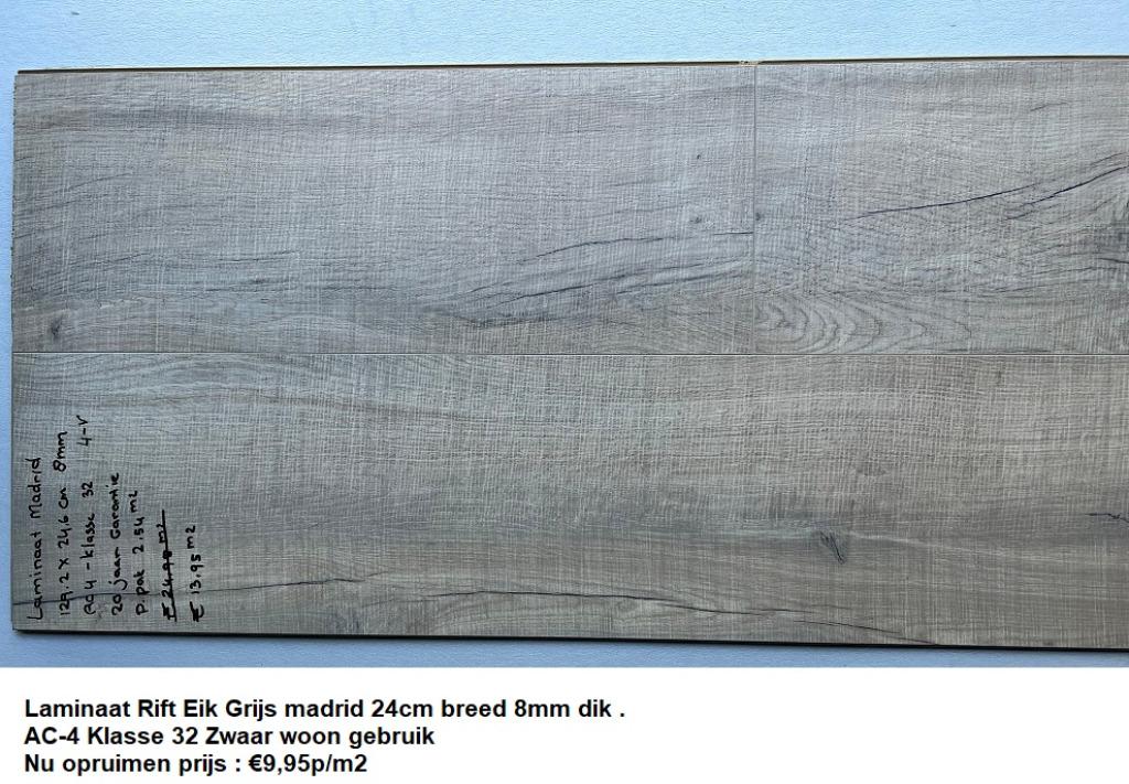 Laminaat Rift Eik Grijs 24cm brede plank 8mm dik €9,95m², 75 m² of meer, Nieuw, Ophalen of Verzenden, Laminaat Extra large 24cm breed