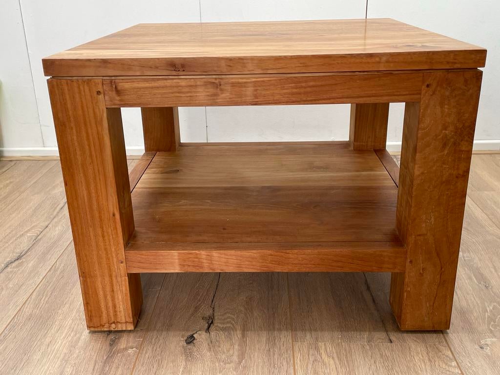 Teakhouten vierkante tafel 60x60x45, Gebruikt, Vierkant, 55 tot 75 cm, Hout