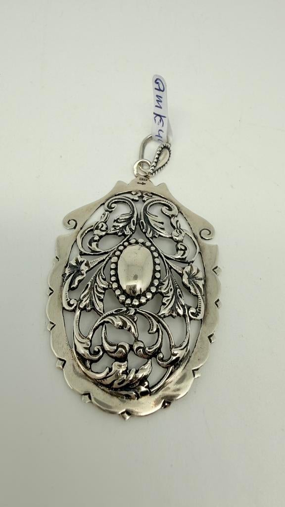 Antiek zilveren opengewerkte hanger. Lengte: 6,8 cm, Sieraden, Tassen en Uiterlijk, Antieke sieraden, Verzenden, Zilver, Hanger