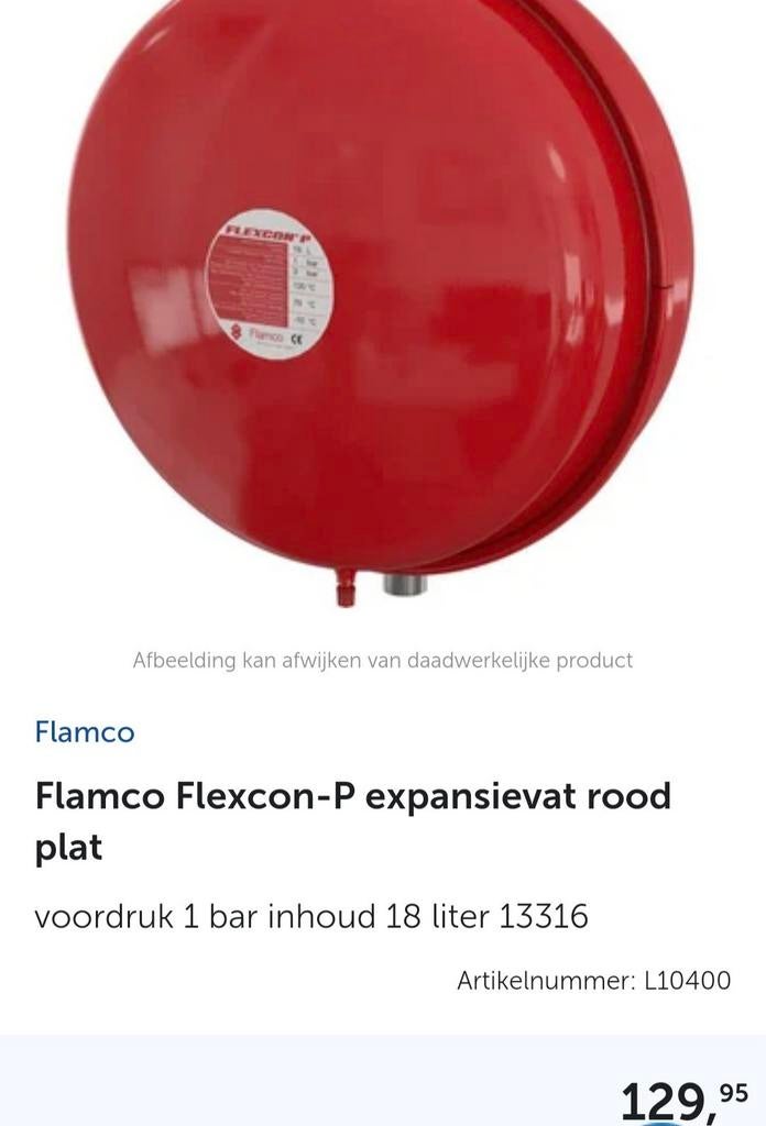 Flamco Flexcon expansievat 18 l 1bar plat, Overige typen, Nieuw, Minder dan 60 cm, Ophalen of Verzenden