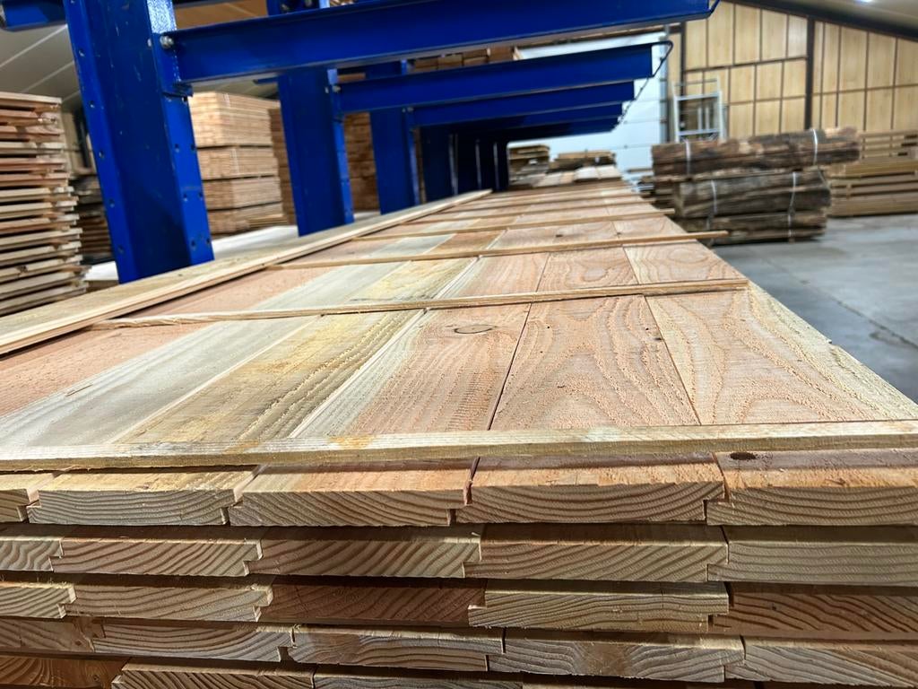 Douglas fijnbezaagde halfhoutse planken dakbeschot, Tuin en Terras, Palen, Balken en Planken, Zo goed als nieuw, Planken, 250 cm of meer