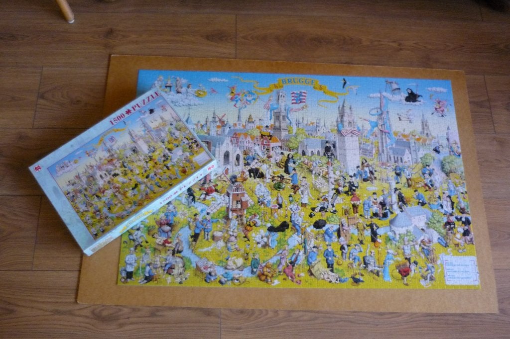 Jumbo puzzel Brugge ''SPREUKEN EN GEZEGDEN '' 1500 st., Ophalen, 500 t/m 1500 stukjes, Gebruikt, Legpuzzel