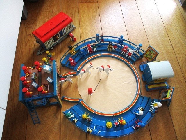 playmobil circus 3510+muziekband 3511+leeuwenwa 3514 vintage, Ophalen of Verzenden, Gebruikt, Complete set, Overige typen