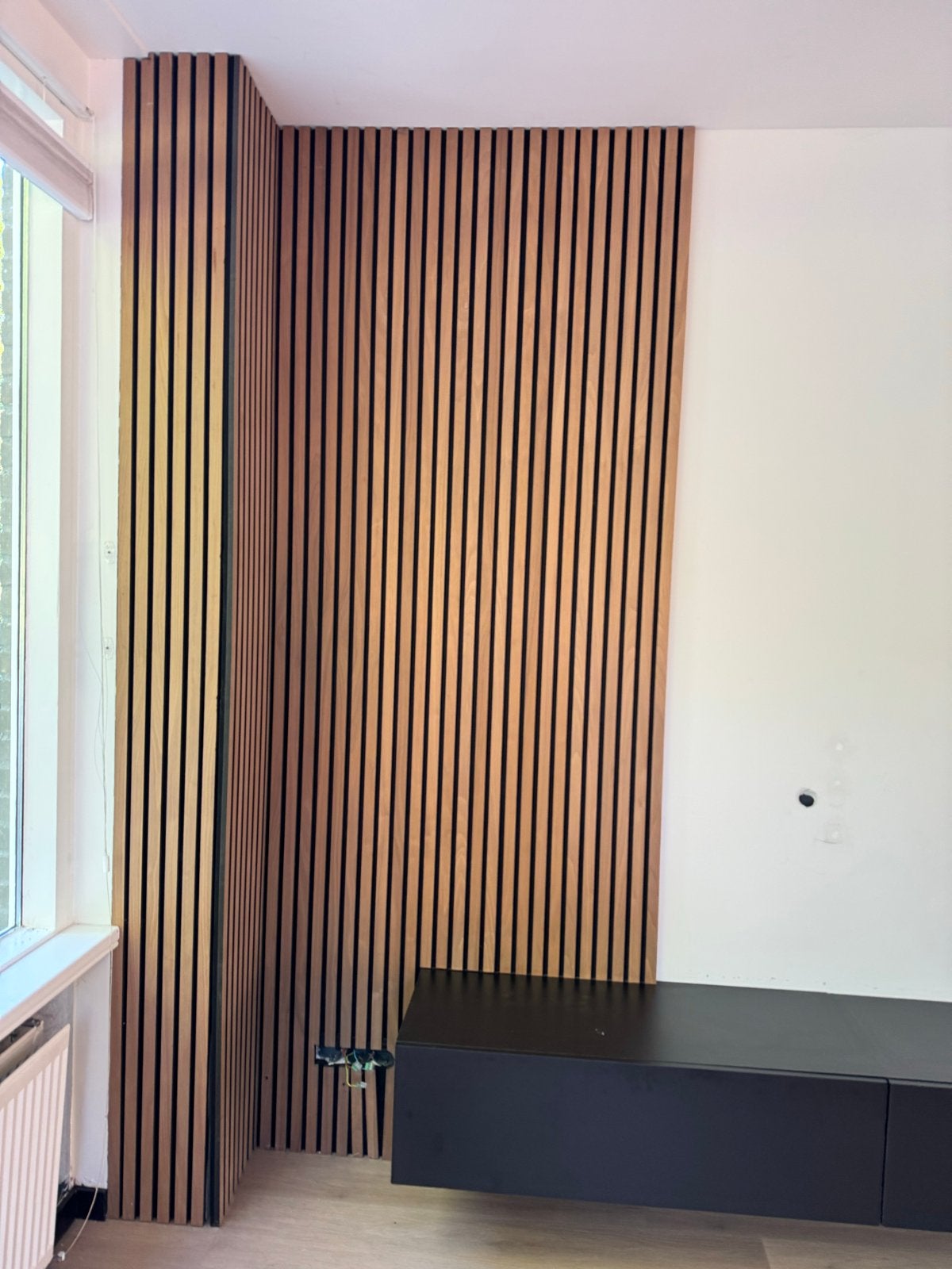 Akoestische wandpanelen - Houten lattenwand, Gebruikt, Hout, Bruin, Wandbord of Wandpaneel