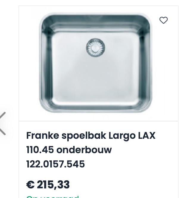 FRANKE RVS-stalen onderbouw spoelbak 44,5 x 39 cm, Ophalen, Minder dan 50 cm, Gebruikt, Overige kleuren