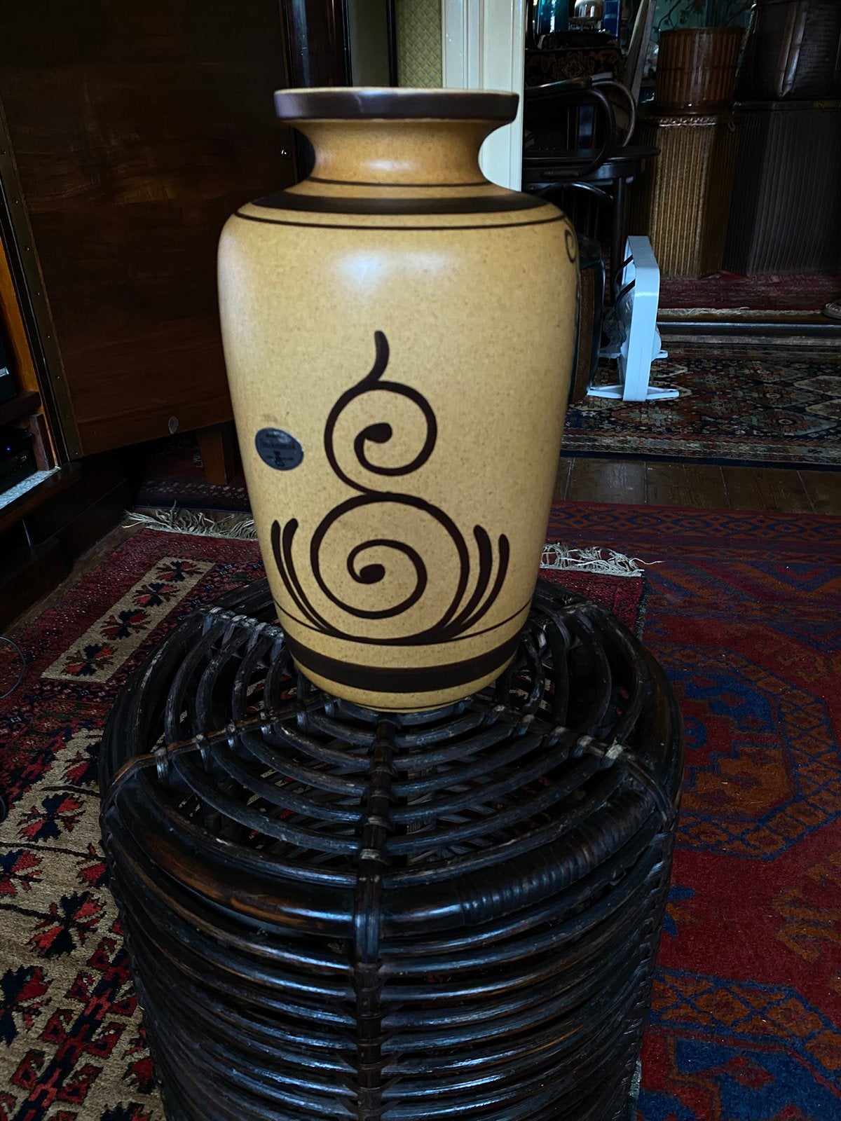 Keramieken vintage hoge lotus vaas. Plateel argos collectie, Antiek en Kunst, Ophalen of Verzenden
