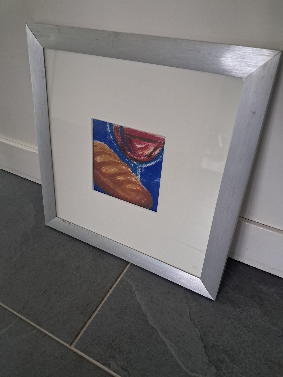 Pastel schilderij 'Verzoening' in zilverkleurige lijst, Ophalen of Verzenden